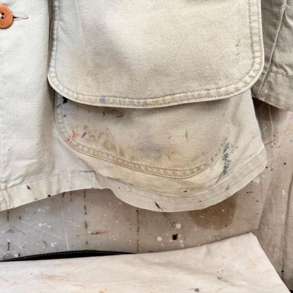 Vintage LL Bean Beige Canvas Barn Coat Chore Jacket - Picture 6 of 8